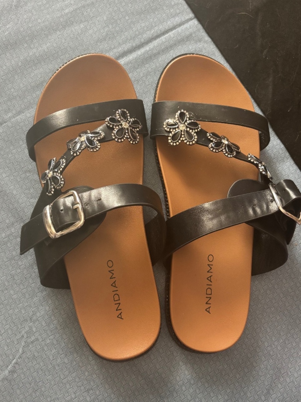 Floral strappy buckle sandals flowers metal flip flops Y2K 00s 2000s
